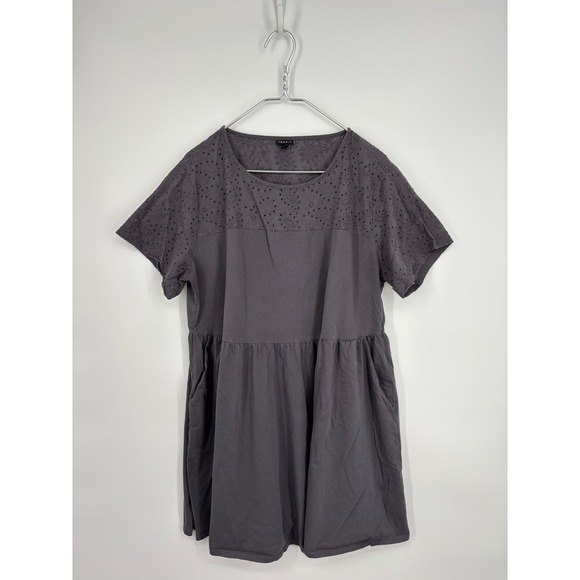 torrid Dresses & Skirts - Torrid Dress Plus 2 2x Gray Knit Mini Eyelet Yoke Mini Skater Pockets